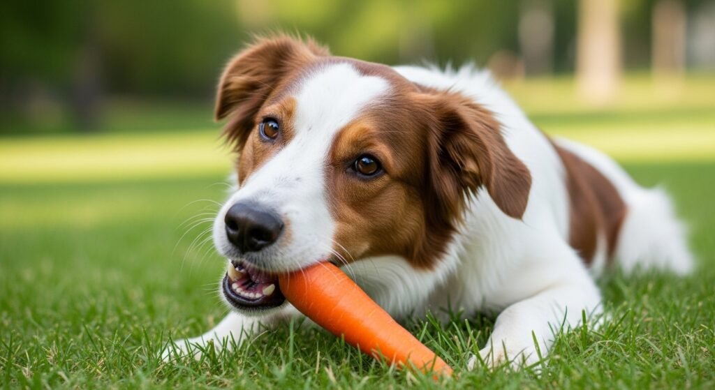 dog eating carrot healthy snack
